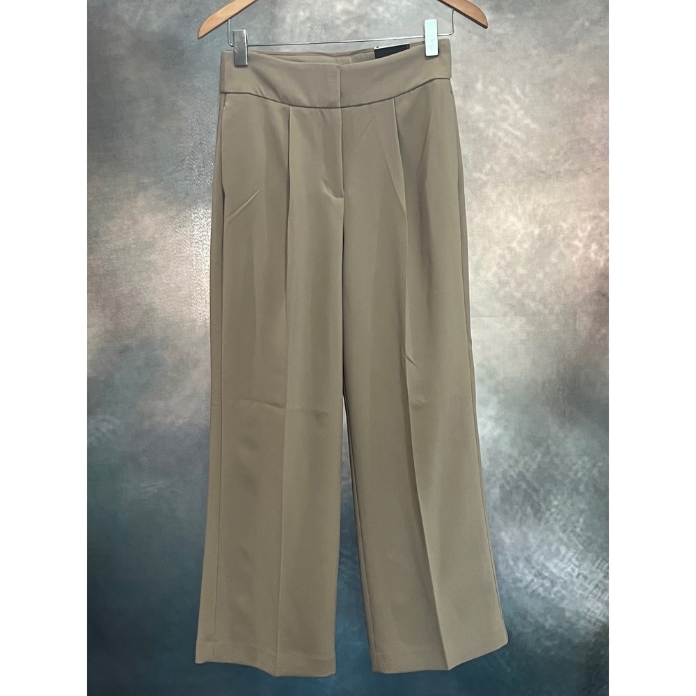 Express Super High Rise Ankle Wide‎ Leg Pleated Trousers Tan Beige Size 6R NEW